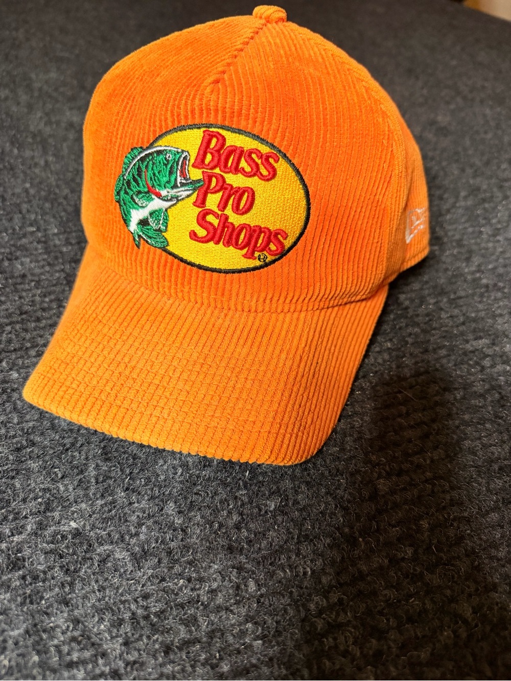 New Era Orange Corduroy Baseball Cap with Bass Pro Shops Patch